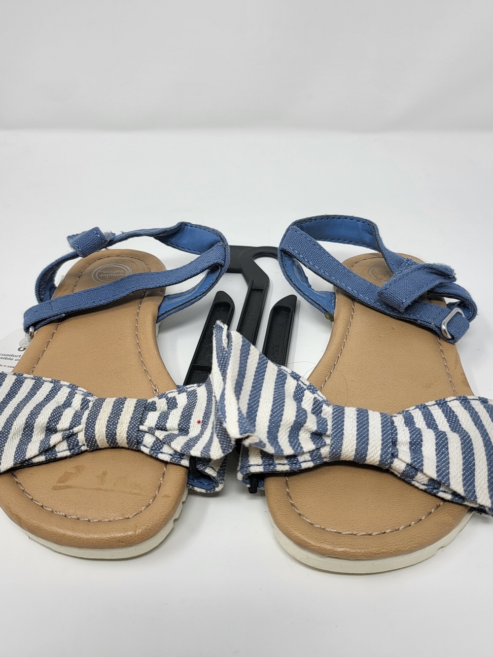 wonder nation Blue & White Striped Bow Sandals